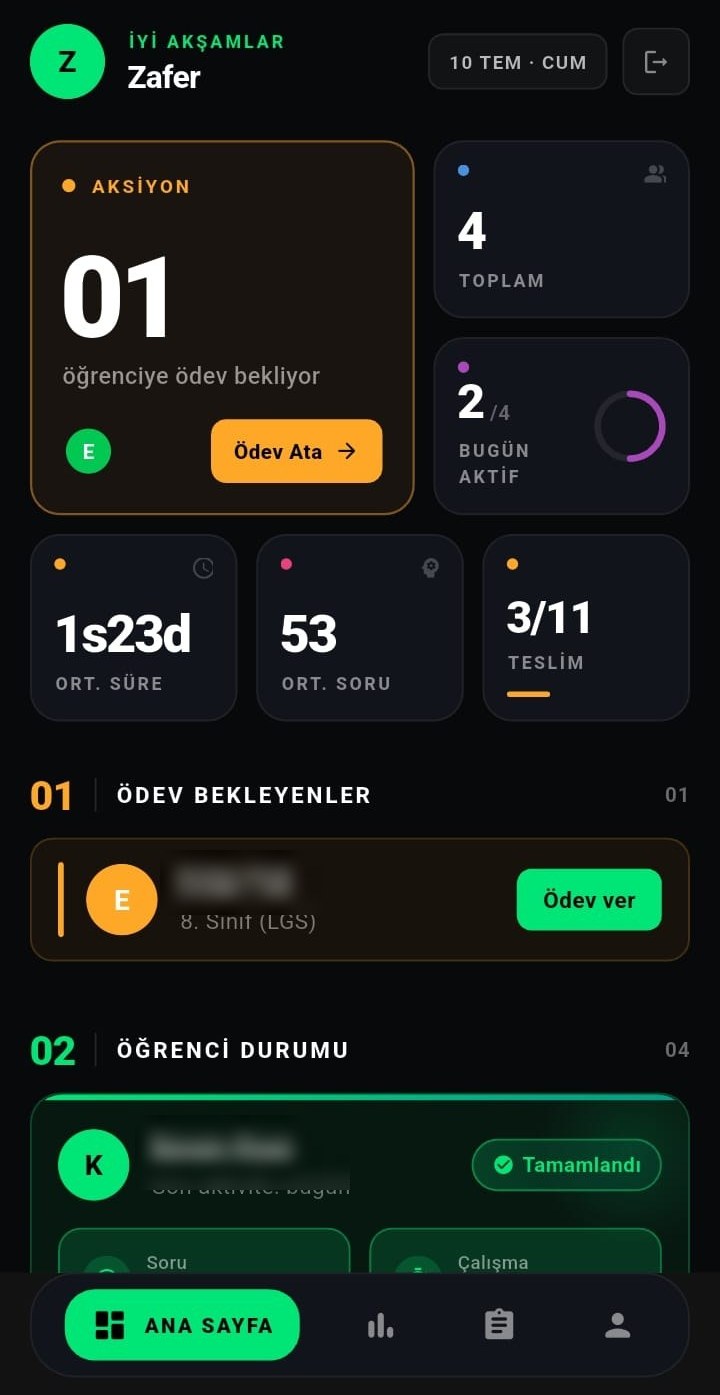 Canlıkoç öğretmen uygulaması — öğrenci takip ana ekranı